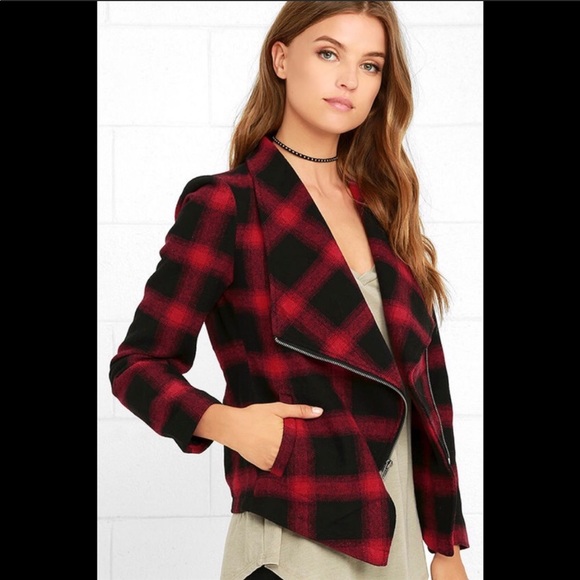 BB DATOKA Moto zipped buffalo check jacket sz S - Picture 2 of 5